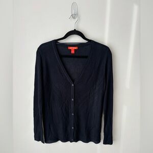 Joe Fresh navy Ribbed Cardigan | Sheer Knit Button Front | Size M
